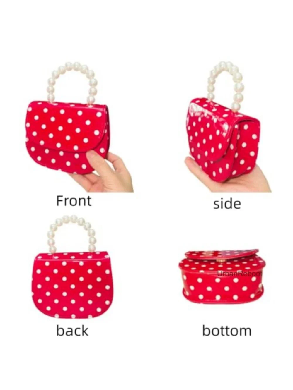 Girls Polka Dot Mini Saddle Bag PU Crossbody Purse Vintage Handbag